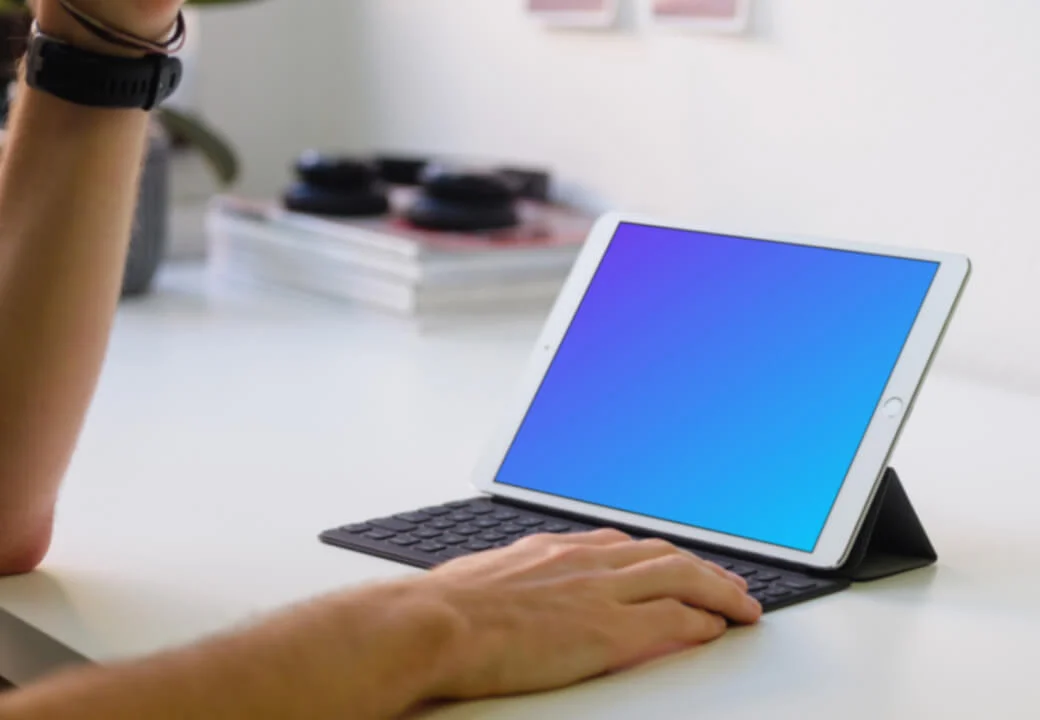 Young man working on the iPad Pro mockup