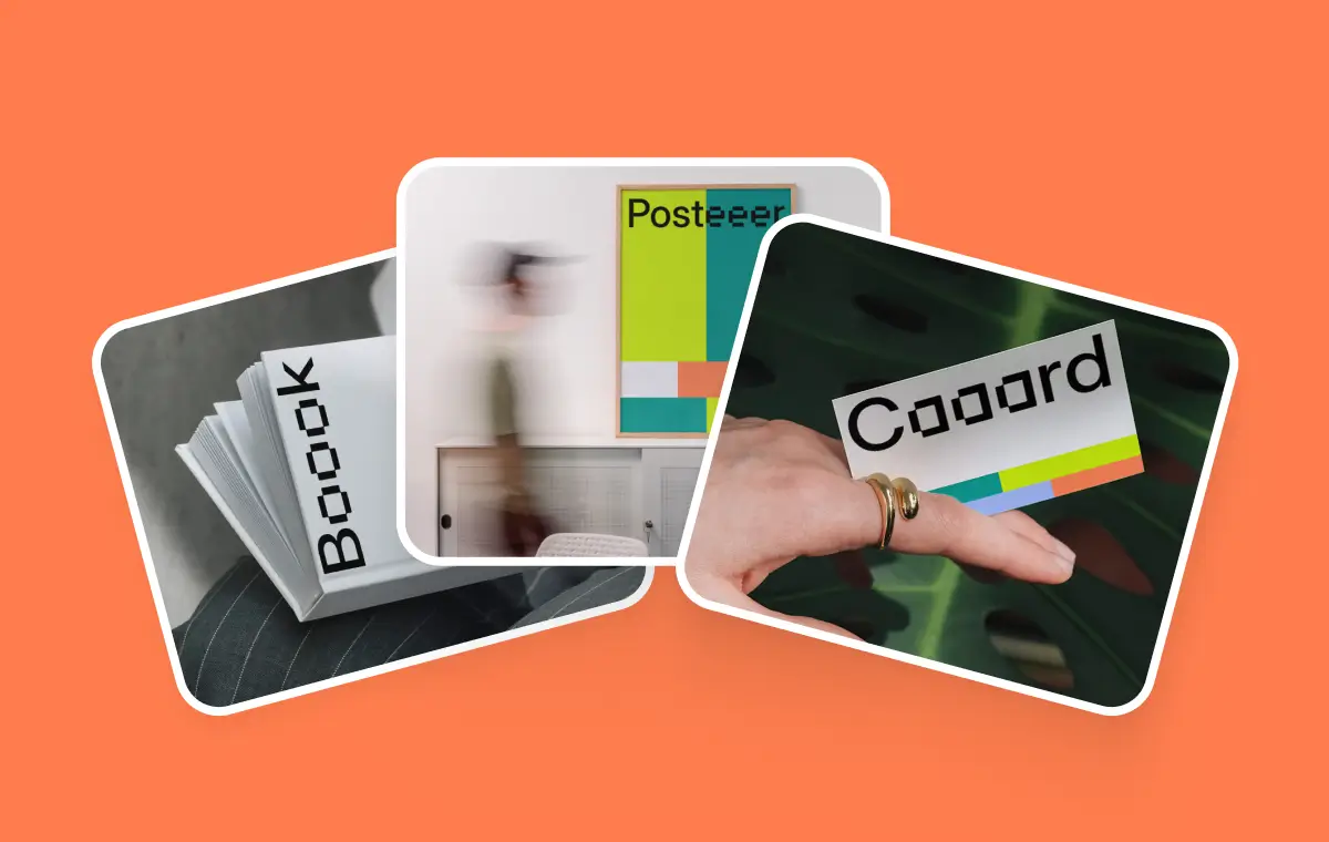 Print mockups for Sketch including business cards, posters, and book covers