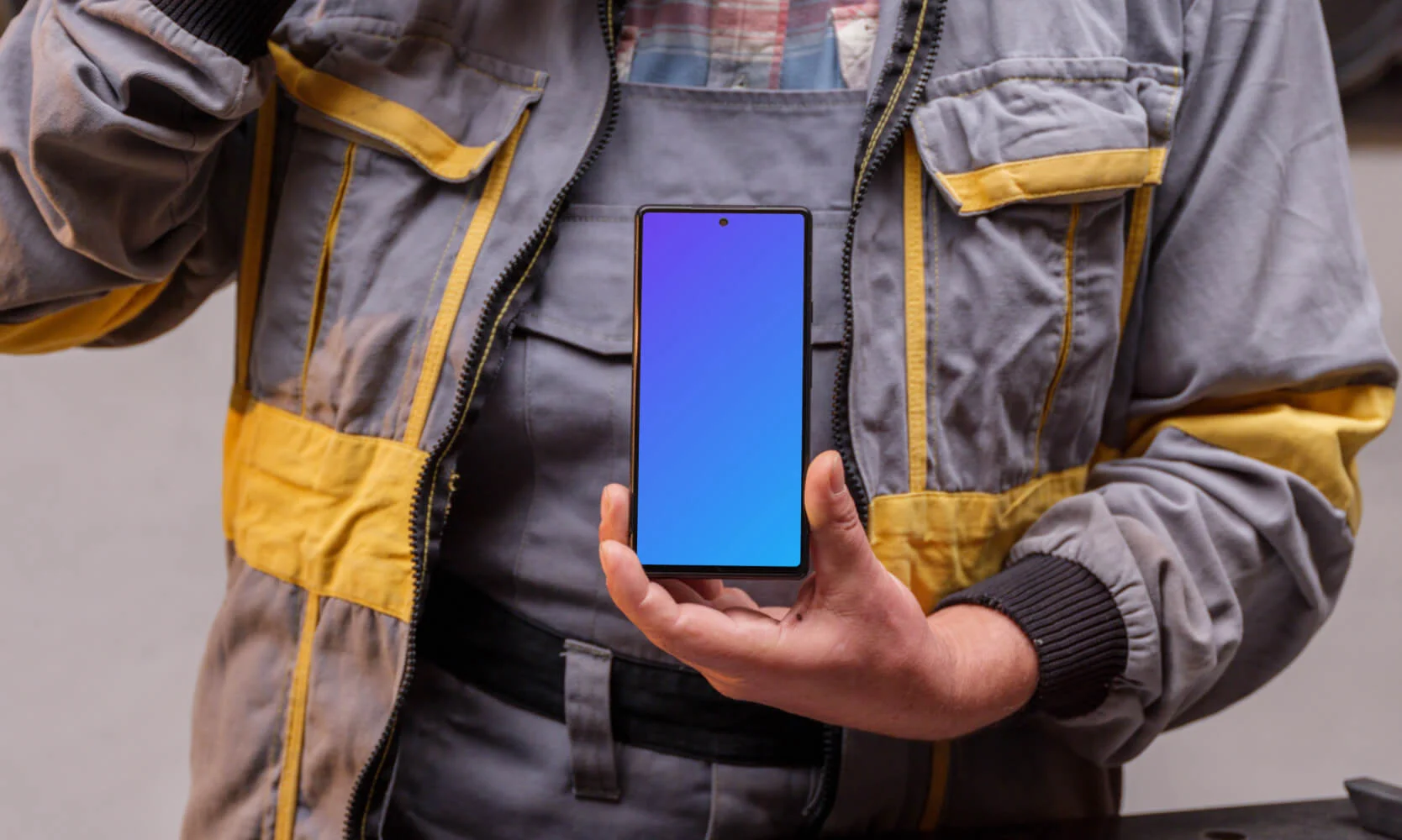 Worker with Google Pixel mockup