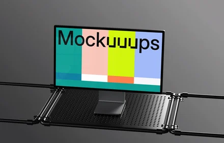 Apple Studio Display mockup on industrial platform