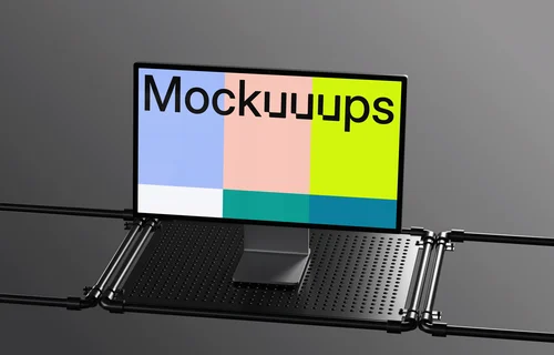 Apple Studio Display mockup on industrial platform