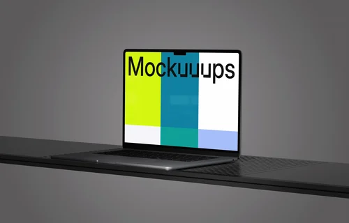 MacBook Air 15 mockup on a sleek black surface