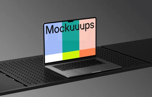 MacBook Air 15 mockup on sleek black surface