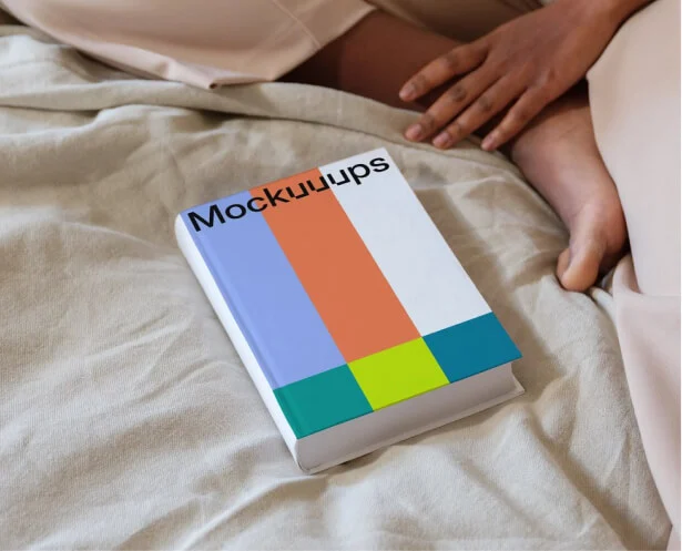 Hardcover book mockup with cover artwork created in Sketch
