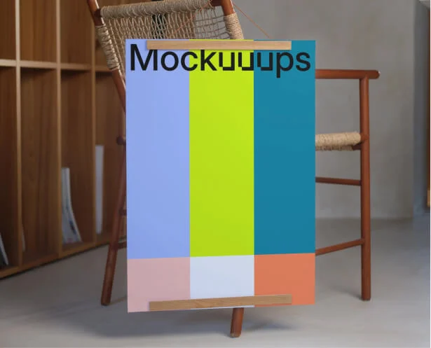 Poster mockup on wall created with Mockuuups Studio Sketch plugin